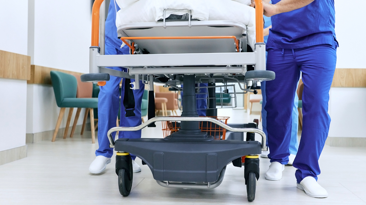 Hospital support staff in corridor